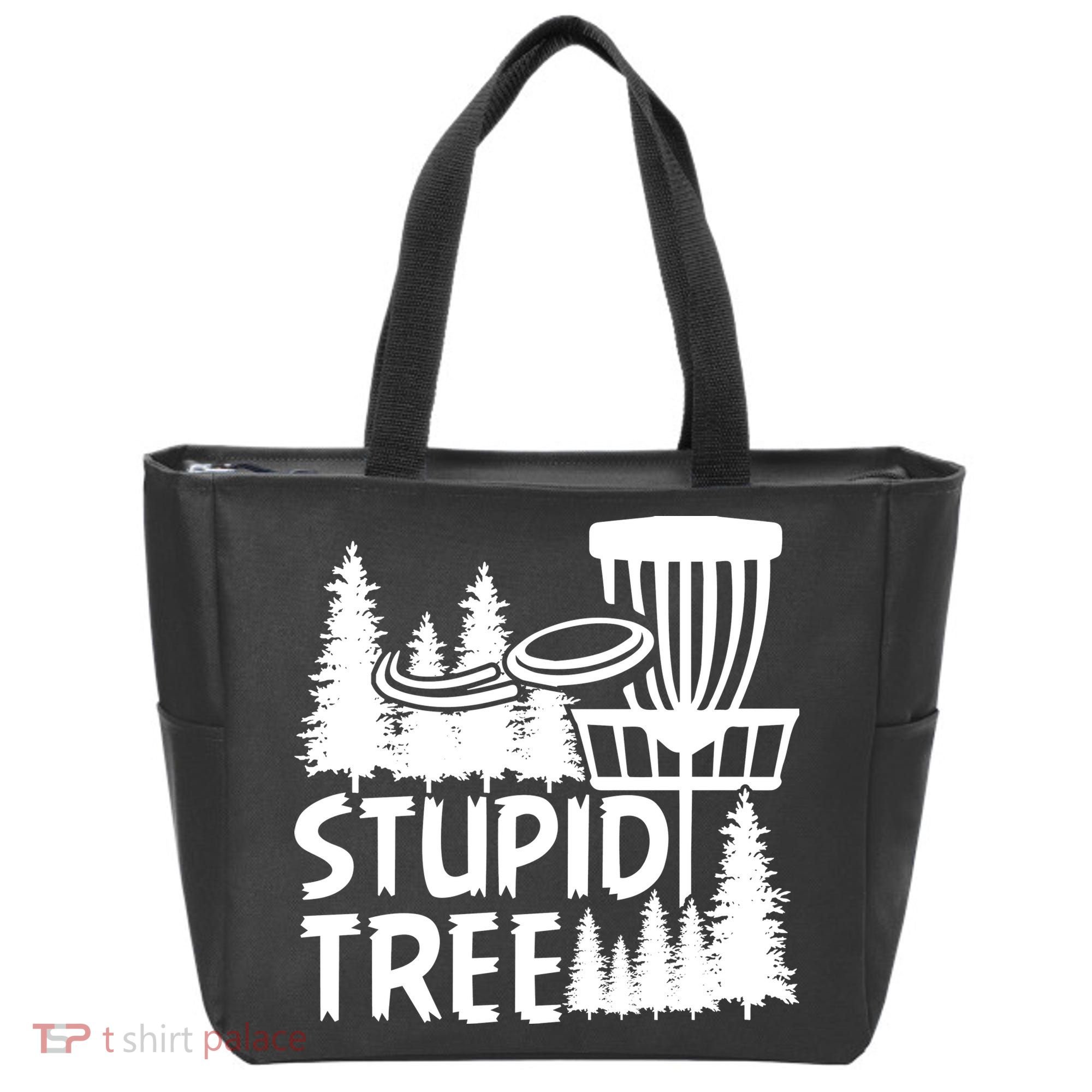 Funny Disc Golf Stupid Tree Distressed Frisbee Golf Tote Bag