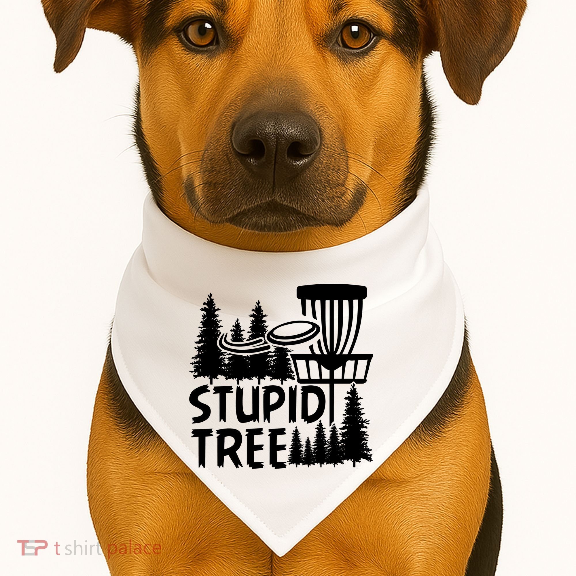 Funny Disc Golf Stupid Tree Distressed Frisbee Golf USA-Made Doggie Bandana