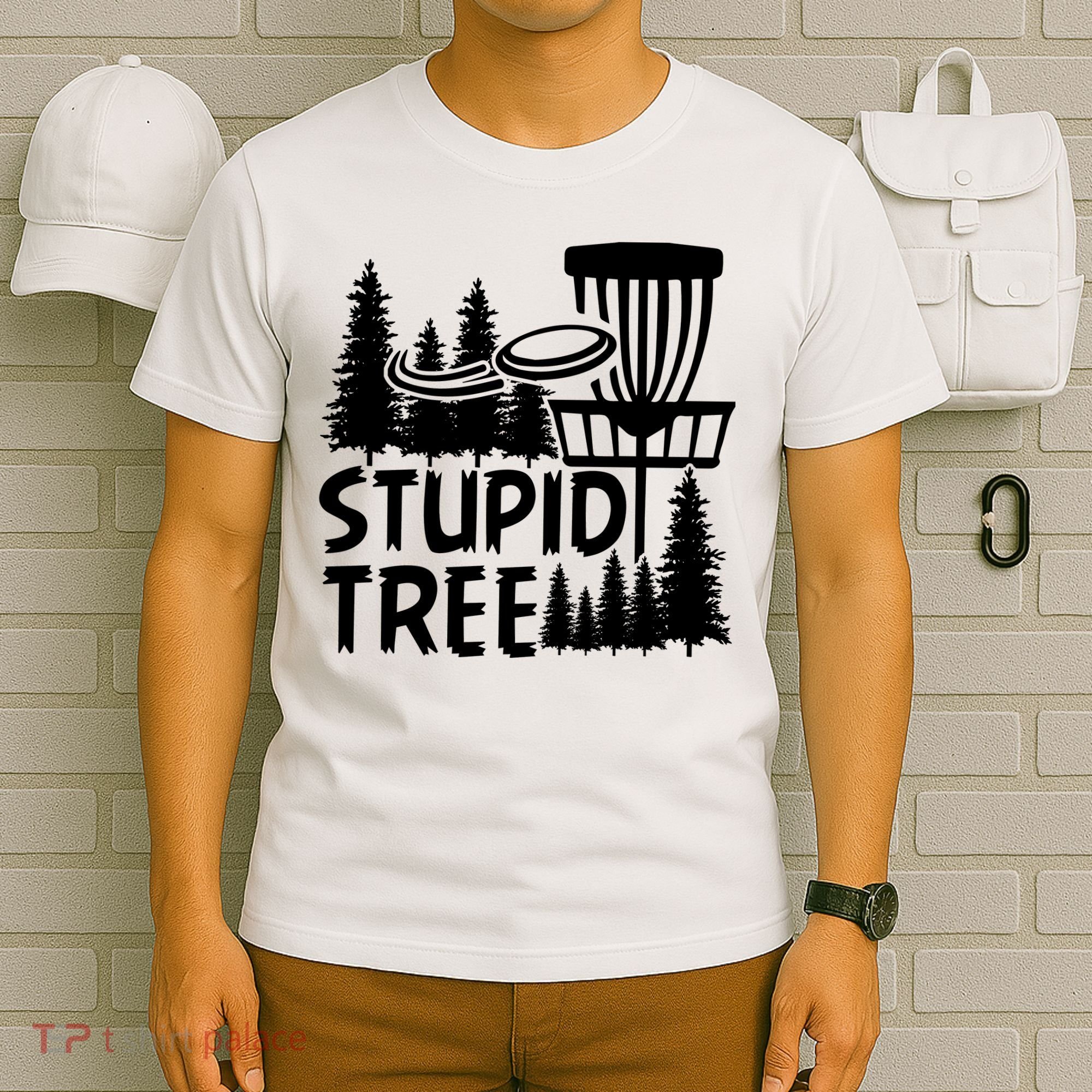 Funny Disc Golf Stupid Tree Distressed Frisbee Golf T-Shirt