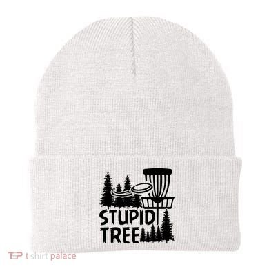 Funny Disc Golf Stupid Tree Distressed Frisbee Golf Beanie