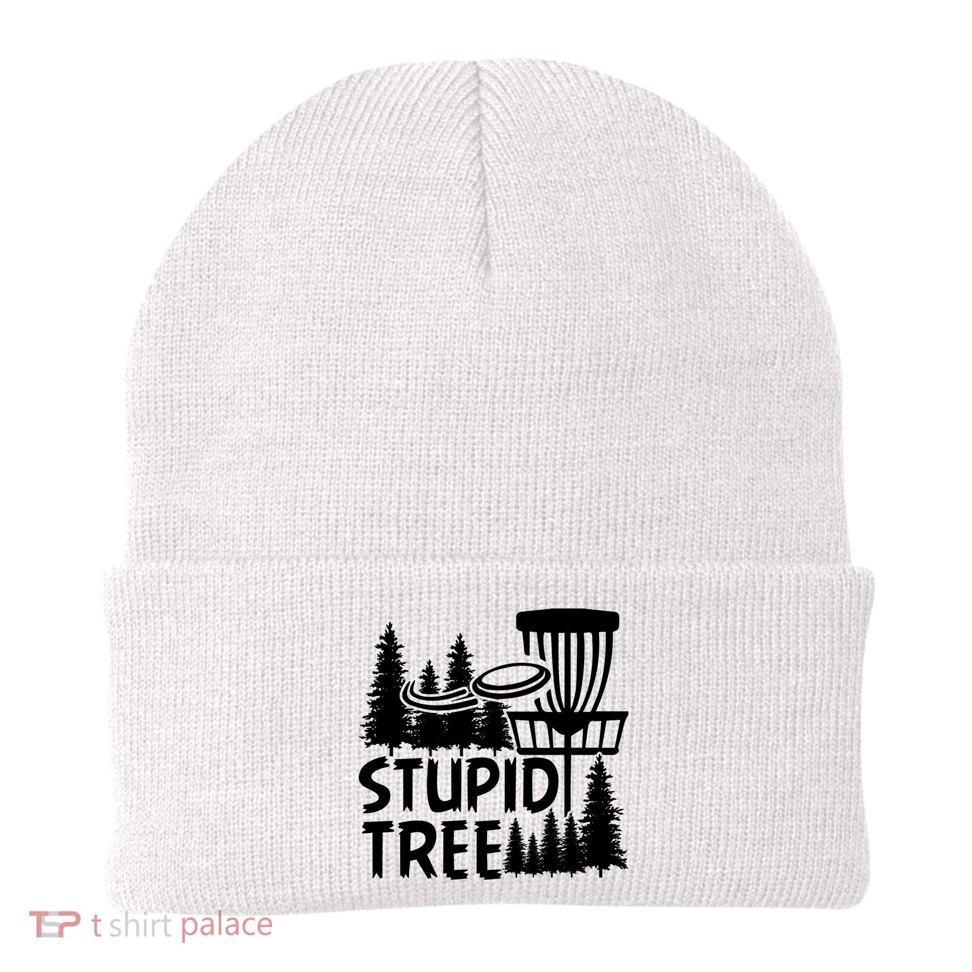 Funny Disc Golf Stupid Tree Distressed Frisbee Golf Beanie