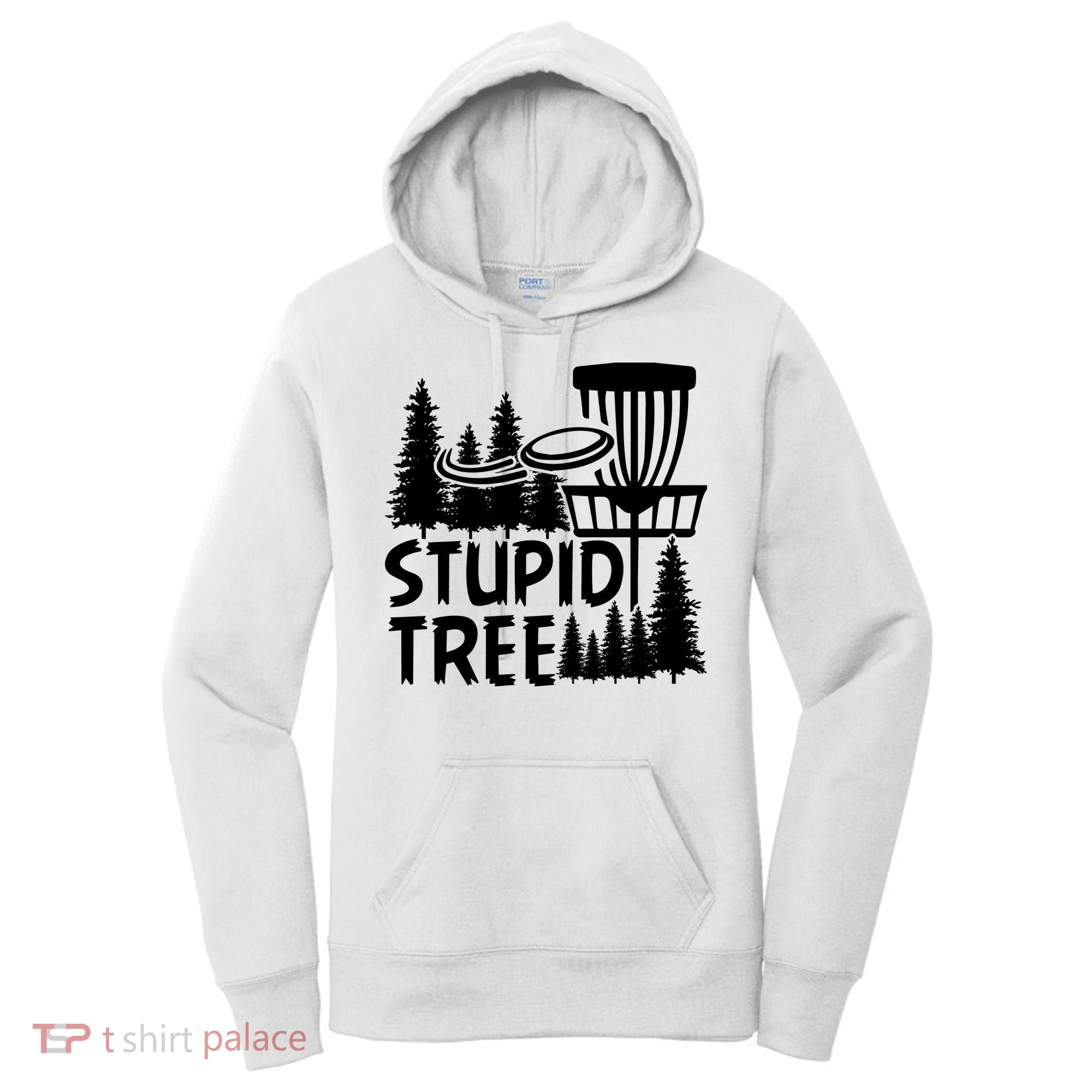 Funny Disc Golf Stupid Tree Distressed Frisbee Golf Women's Hoodie