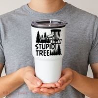 Funny Disc Golf Stupid Tree Distressed Frisbee Golf Tumbler thumb 2
