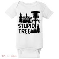 Funny Disc Golf Stupid Tree Distressed Frisbee Golf Baby Bodysuit thumb 0