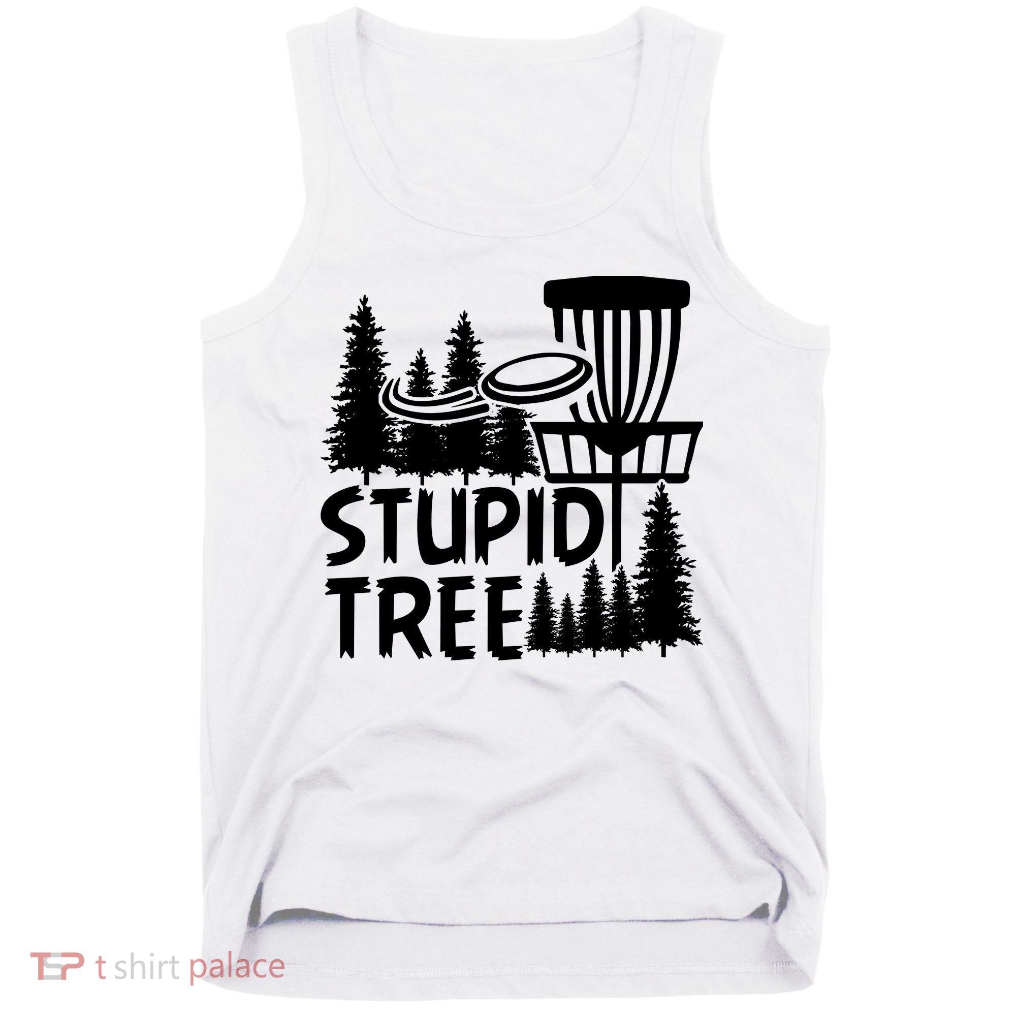 Funny Disc Golf Stupid Tree Distressed Frisbee Golf Tank Top