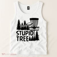 Funny Disc Golf Stupid Tree Distressed Frisbee Golf Tank Top thumb 2