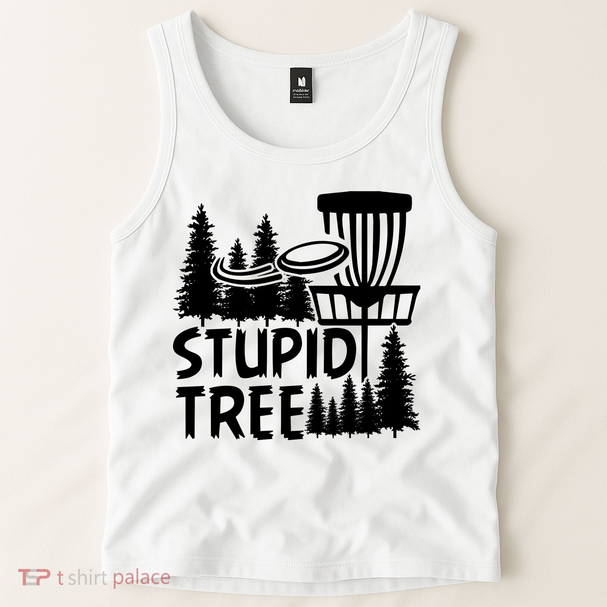 Funny Disc Golf Stupid Tree Distressed Frisbee Golf Tank Top