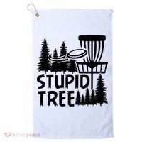 Funny Disc Golf Stupid Tree Distressed Frisbee Golf Golf Towel thumb 0