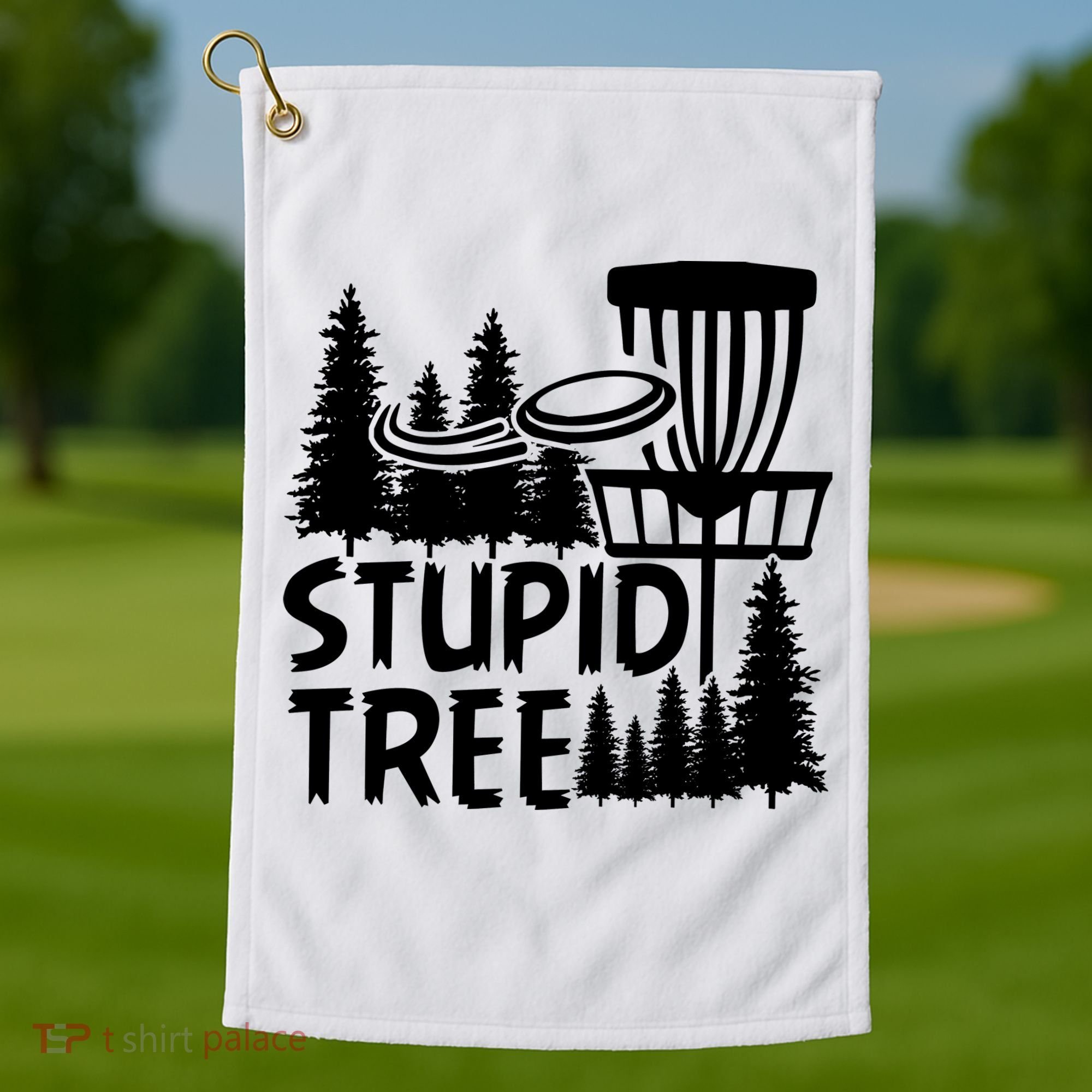 Funny Disc Golf Stupid Tree Distressed Frisbee Golf Golf Towel