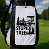 Funny Disc Golf Stupid Tree Distressed Frisbee Golf Golf Towel thumb 2