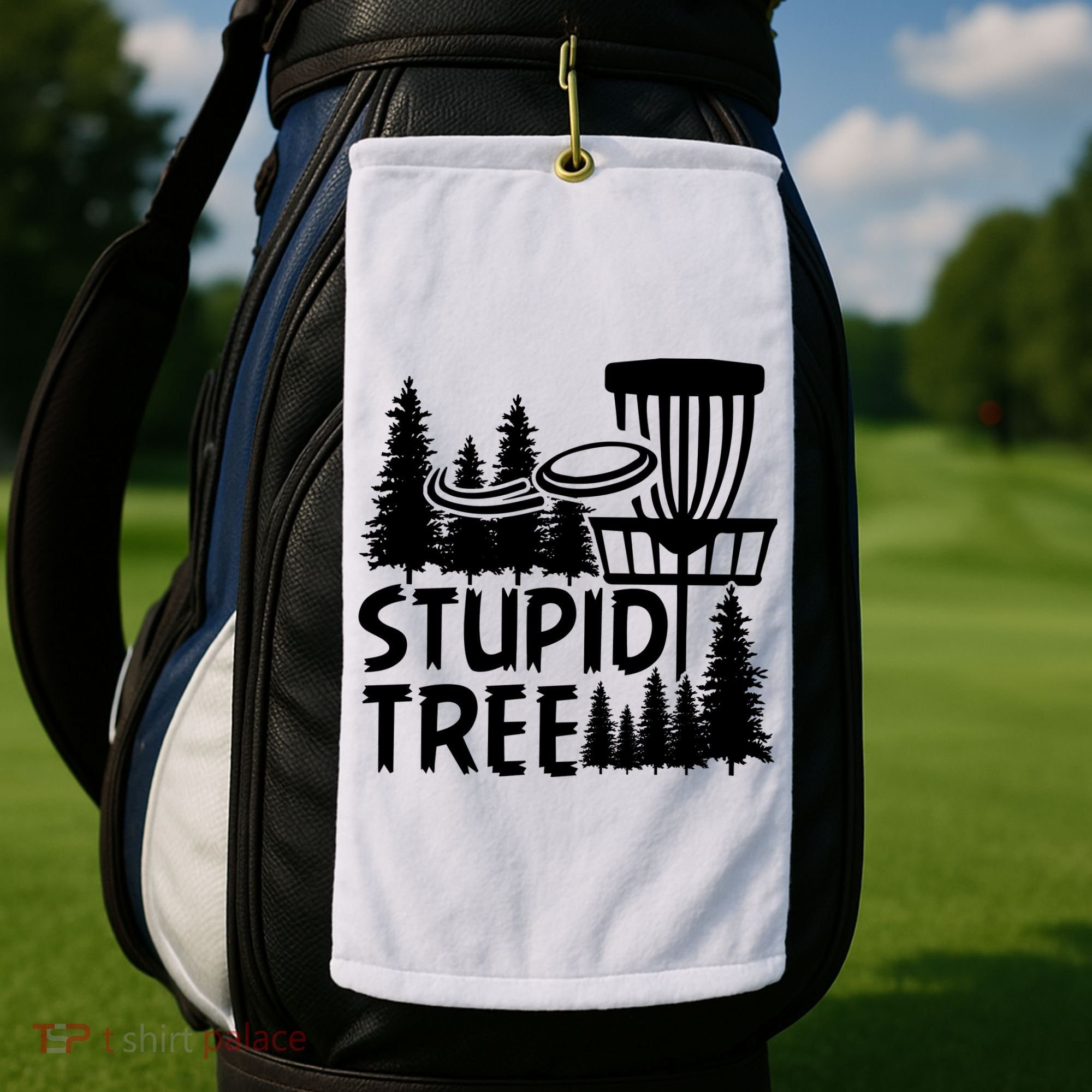 Funny Disc Golf Stupid Tree Distressed Frisbee Golf Golf Towel