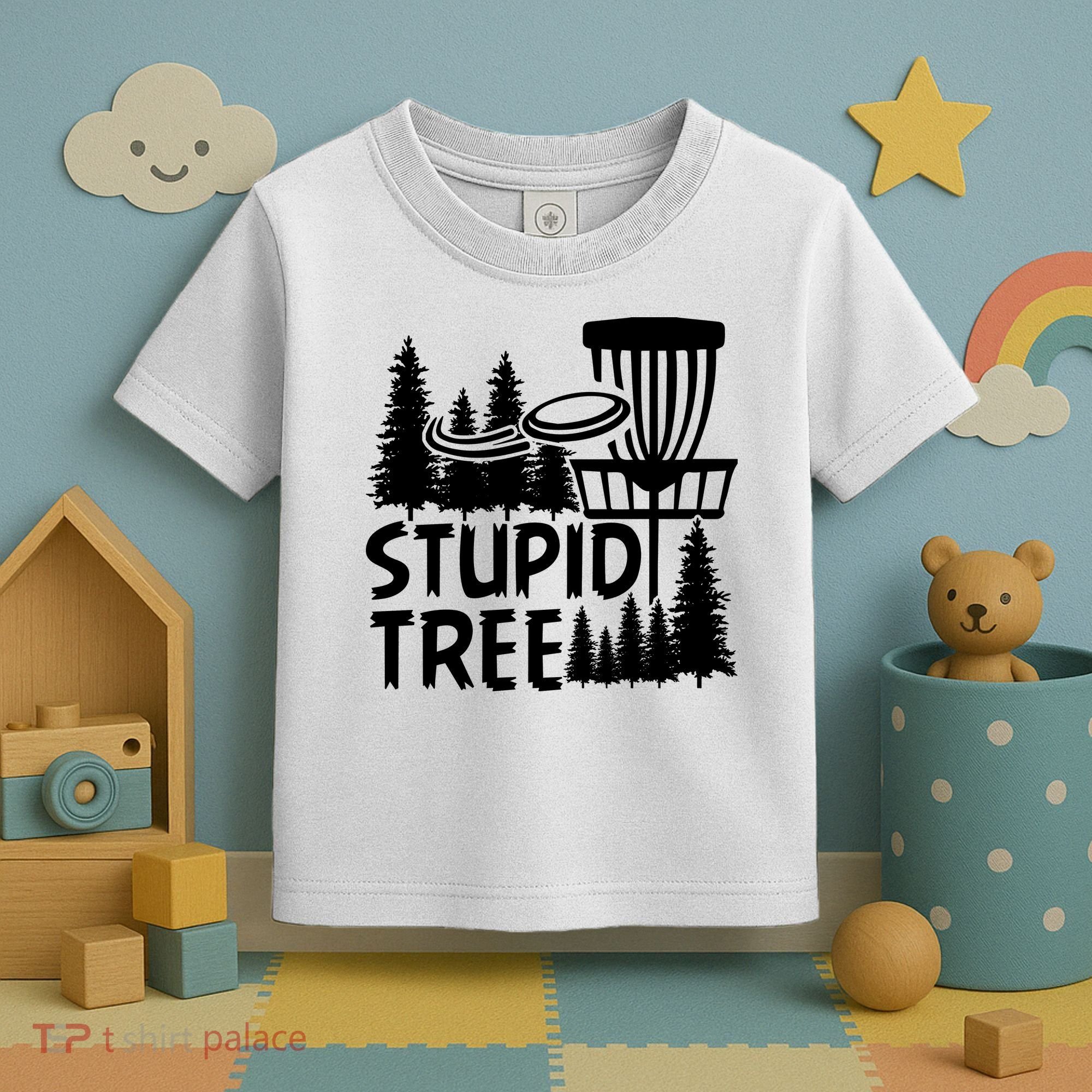 Funny Disc Golf Stupid Tree Distressed Frisbee Golf Toddler T-Shirt