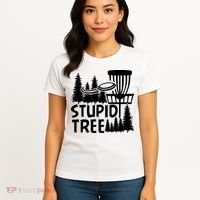 Funny Disc Golf Stupid Tree Distressed Frisbee Golf Women's T-Shirt thumb 4