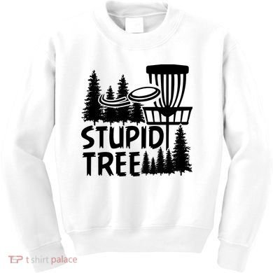 Funny Disc Golf Stupid Tree Distressed Frisbee Golf Kids Sweatshirt