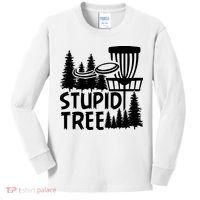 Funny Disc Golf Stupid Tree Distressed Frisbee Golf Kids Long Sleeve Shirt thumb 0