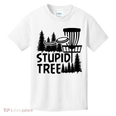 Funny Disc Golf Stupid Tree Distressed Frisbee Golf Kids T-Shirt
