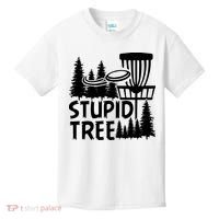 Funny Disc Golf Stupid Tree Distressed Frisbee Golf Kids T-Shirt thumb 0