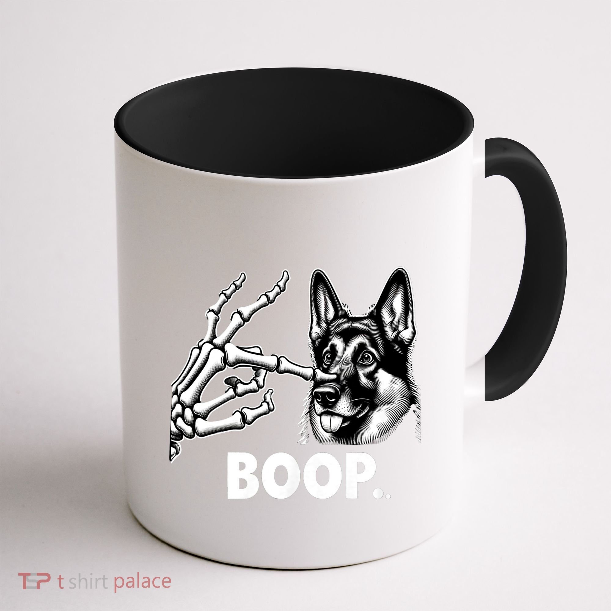 Funny Dog German Shepherd Skeleton Hand Boop Costume Coffee Mug