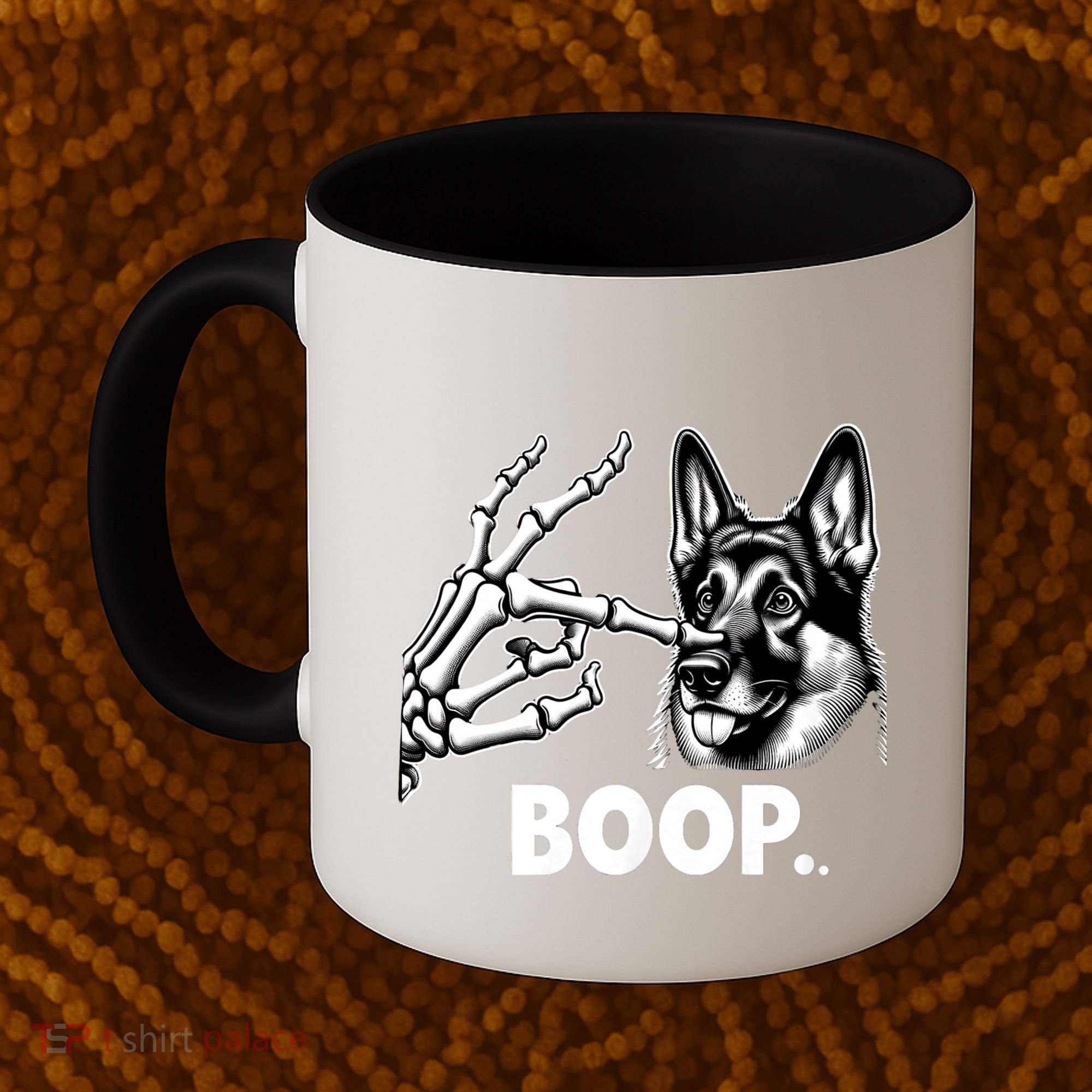 Funny Dog German Shepherd Skeleton Hand Boop Costume Coffee Mug
