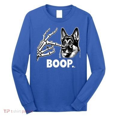 Funny Dog German Shepherd Skeleton Hand Boop Costume Long Sleeve Shirt
