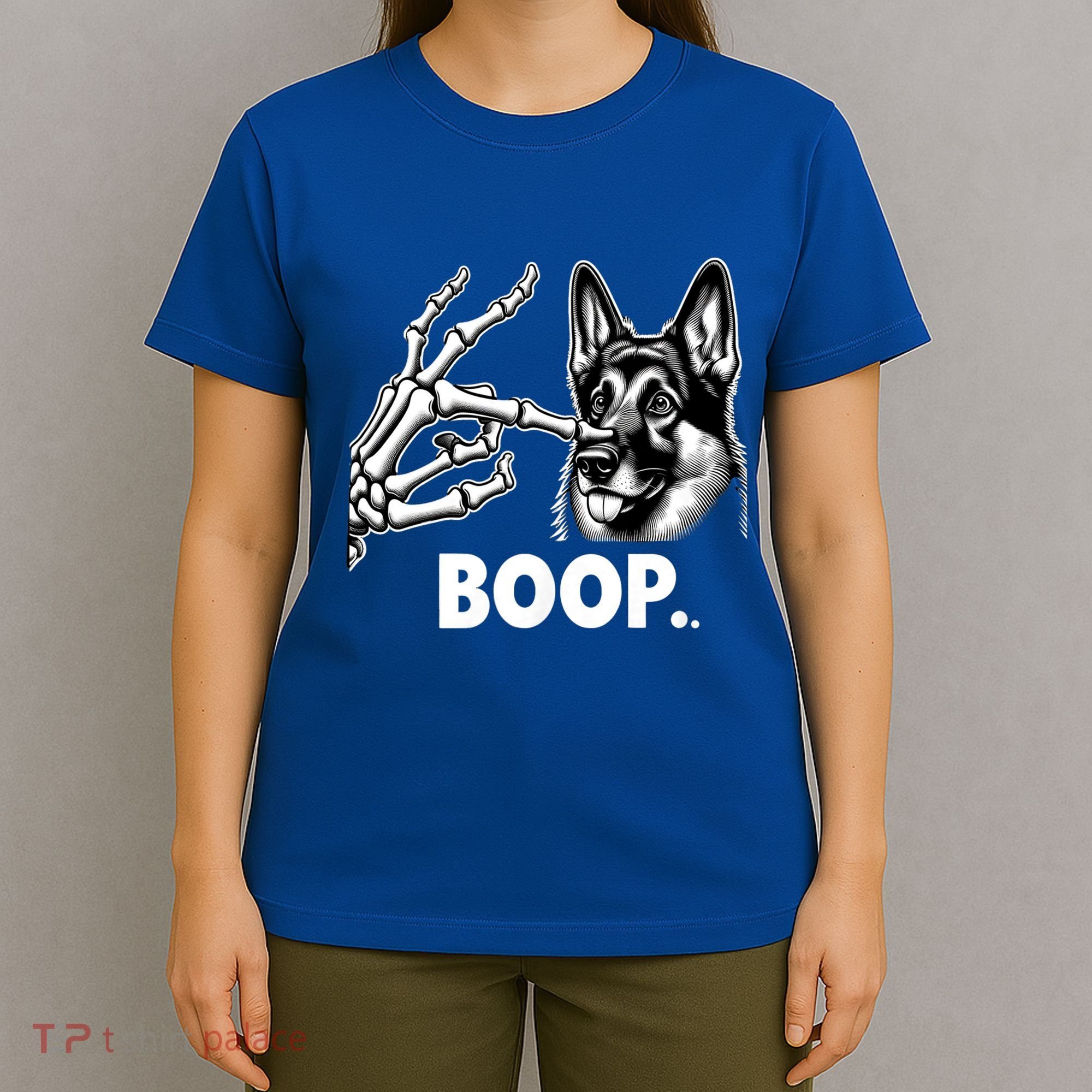 Funny Dog German Shepherd Skeleton Hand Boop Costume T-Shirt