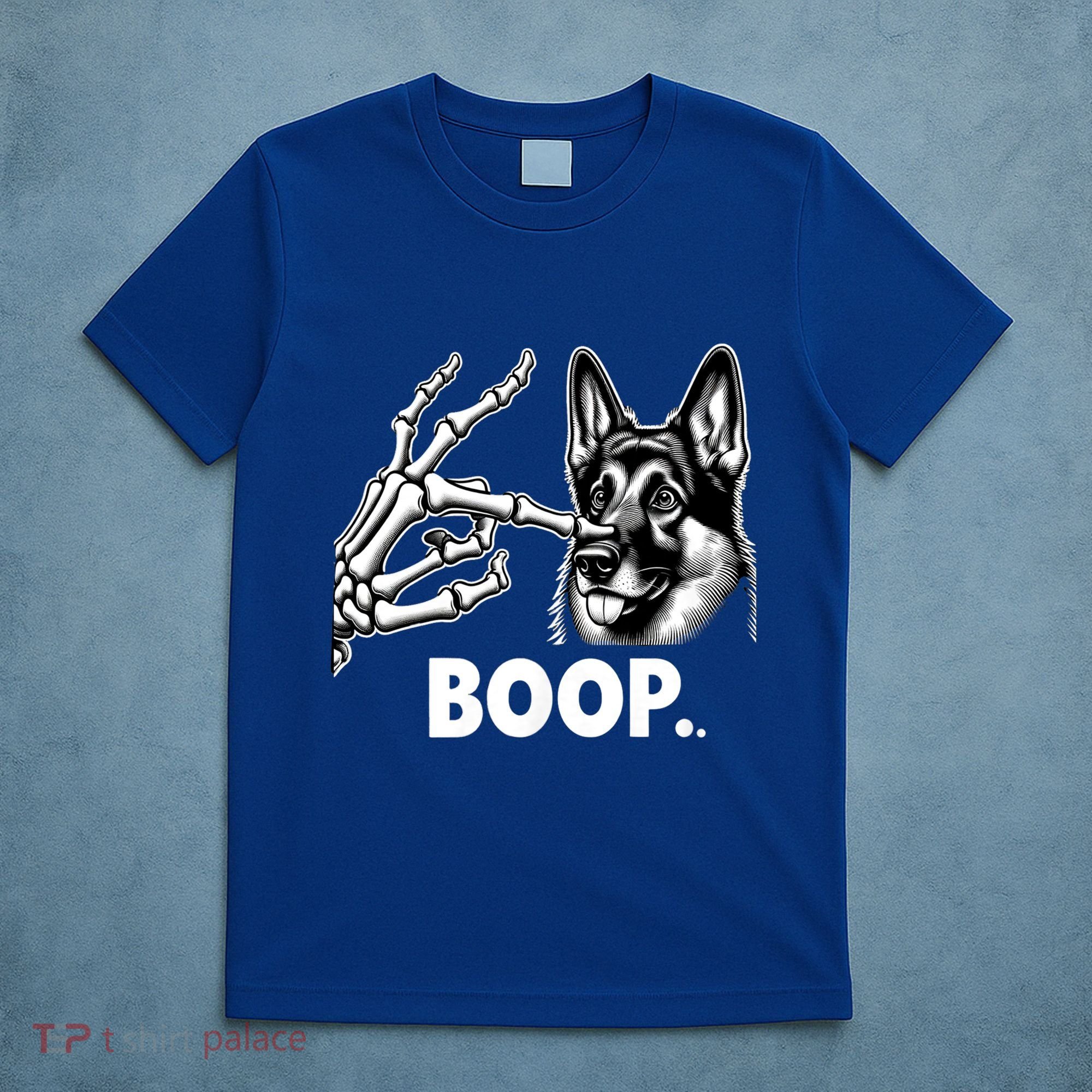 Funny Dog German Shepherd Skeleton Hand Boop Costume T-Shirt