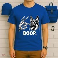 Funny Dog German Shepherd Skeleton Hand Boop Costume T-Shirt thumb 6