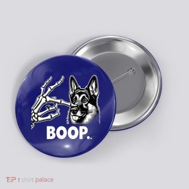Funny Dog German Shepherd Skeleton Hand Boop Costume Button