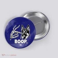 Funny Dog German Shepherd Skeleton Hand Boop Costume Button thumb 0