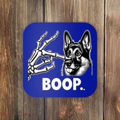 Funny Dog German Shepherd Skeleton Hand Boop Costume Coaster