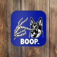 Funny Dog German Shepherd Skeleton Hand Boop Costume Coaster thumb 0
