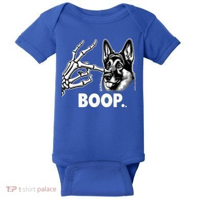 Funny Dog German Shepherd Skeleton Hand Boop Costume Baby Bodysuit