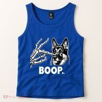 Funny Dog German Shepherd Skeleton Hand Boop Costume Tank Top thumb 2