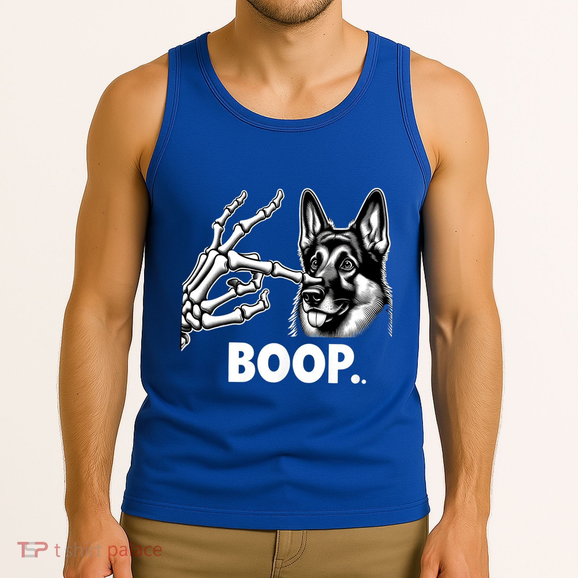 Funny Dog German Shepherd Skeleton Hand Boop Costume Tank Top