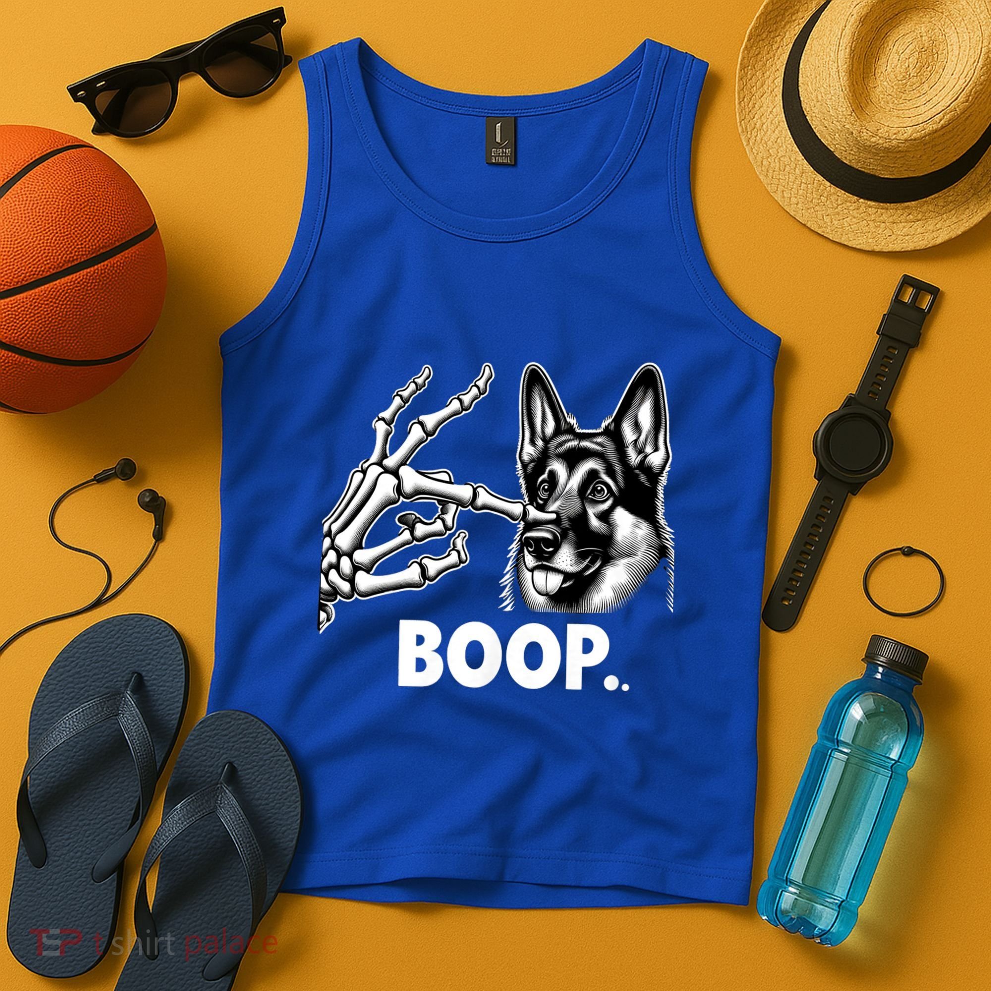 Funny Dog German Shepherd Skeleton Hand Boop Costume Tank Top