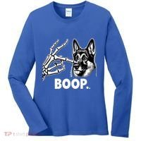 Funny Dog German Shepherd Skeleton Hand Boop Costume Women's Long Sleeve Shirt thumb 0