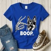 Funny Dog German Shepherd Skeleton Hand Boop Costume Women's T-Shirt thumb 3