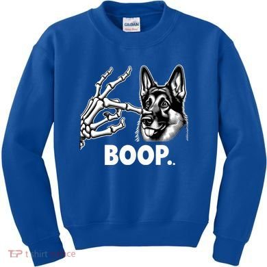 Funny Dog German Shepherd Skeleton Hand Boop Costume Kids Sweatshirt