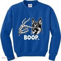 Funny Dog German Shepherd Skeleton Hand Boop Costume Kids Sweatshirt thumb 0