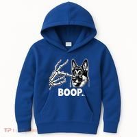 Funny Dog German Shepherd Skeleton Hand Boop Costume Kids Hoodie thumb 0
