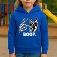 Funny Dog German Shepherd Skeleton Hand Boop Costume Kids Hoodie thumb 3