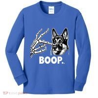 Funny Dog German Shepherd Skeleton Hand Boop Costume Kids Long Sleeve Shirt thumb 0