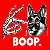 Funny Dog German Shepherd Skeleton Hand Boop Costume Santa Hat thumb 1