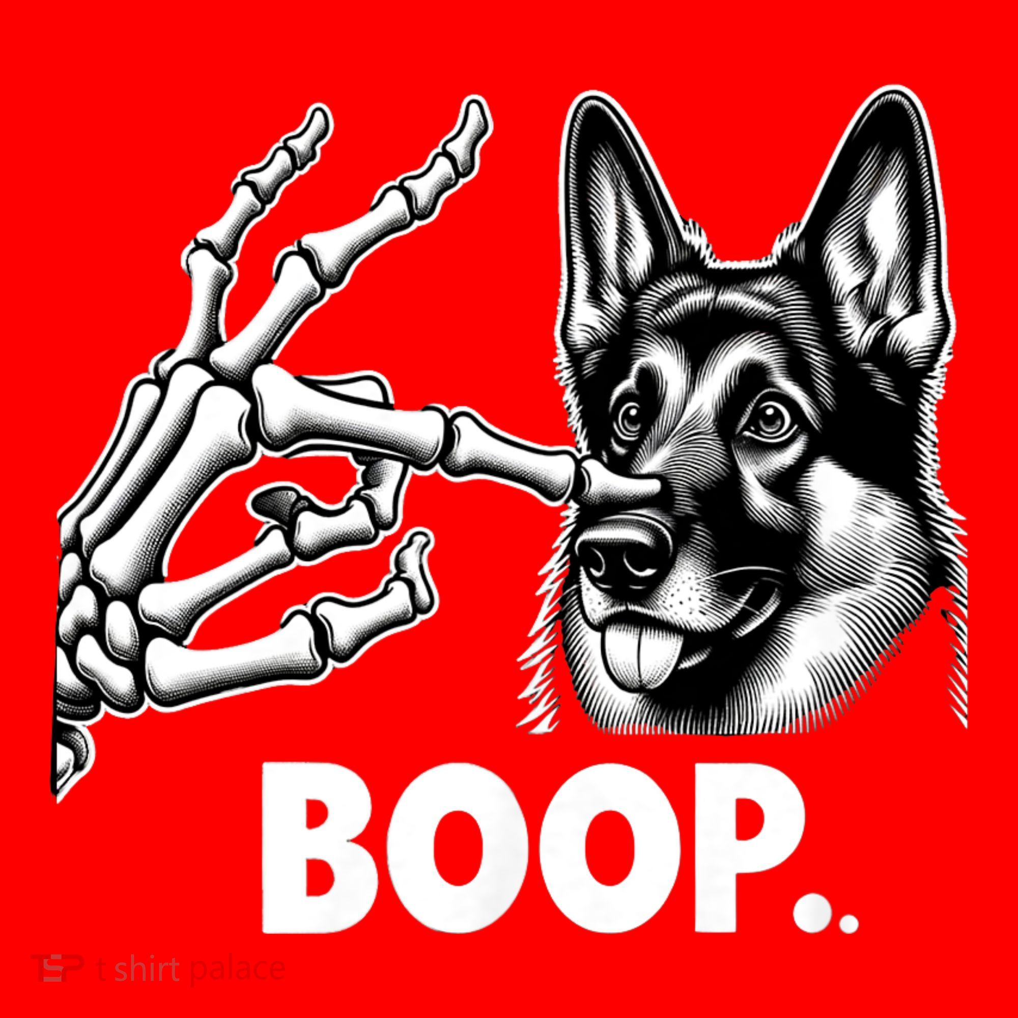 Funny Dog German Shepherd Skeleton Hand Boop Costume Santa Hat