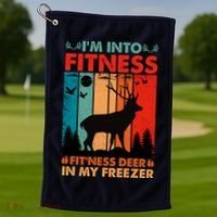 Funny Deer Hunter Gift Golf Towel thumb 1