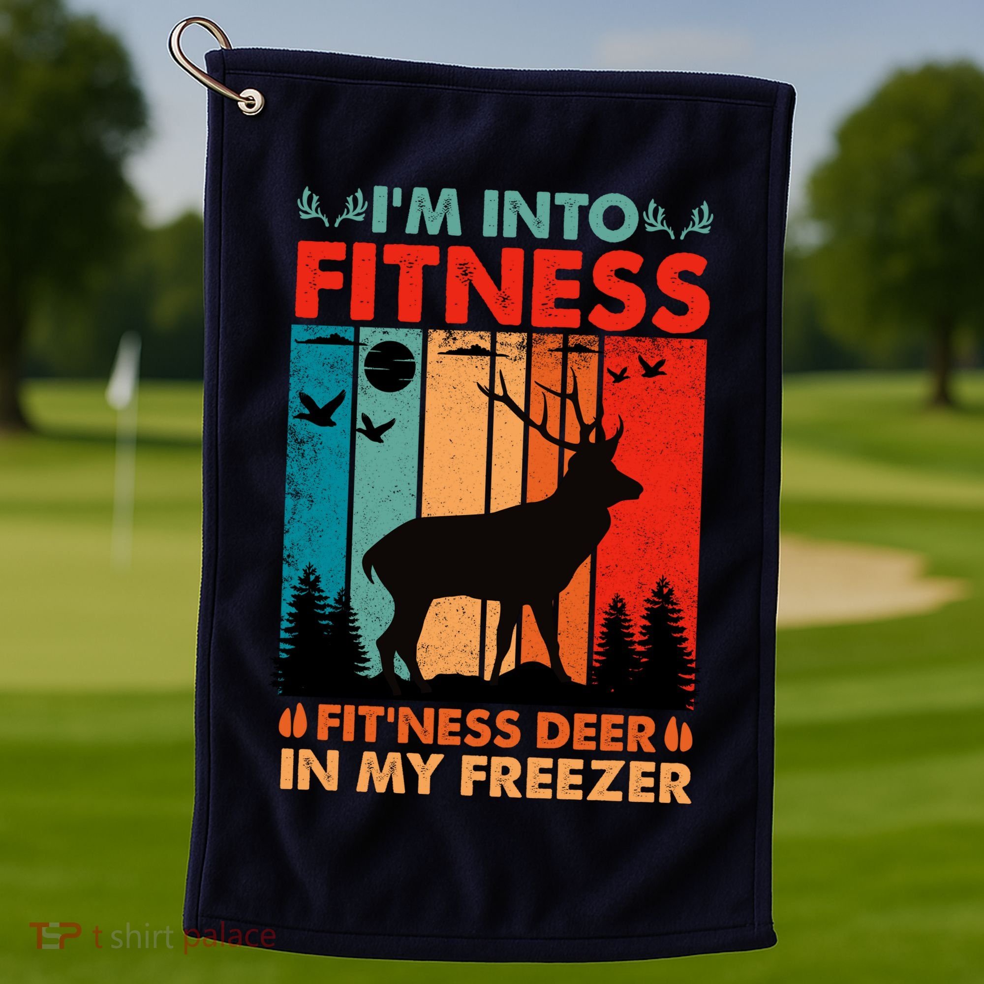 Funny Deer Hunter Gift Golf Towel