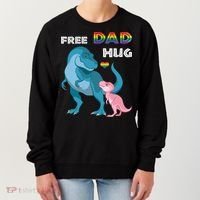 Free Dad Hugs Dinosaur Rainbow Lgbt Pride Month Fathers Day Gift Women's Sweatshirt thumb 0