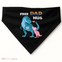 Free Dad Hugs Dinosaur Rainbow Lgbt Pride Month Fathers Day Gift USA-Made Doggie Bandana thumb 0