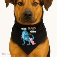 Free Dad Hugs Dinosaur Rainbow Lgbt Pride Month Fathers Day Gift USA-Made Doggie Bandana thumb 1