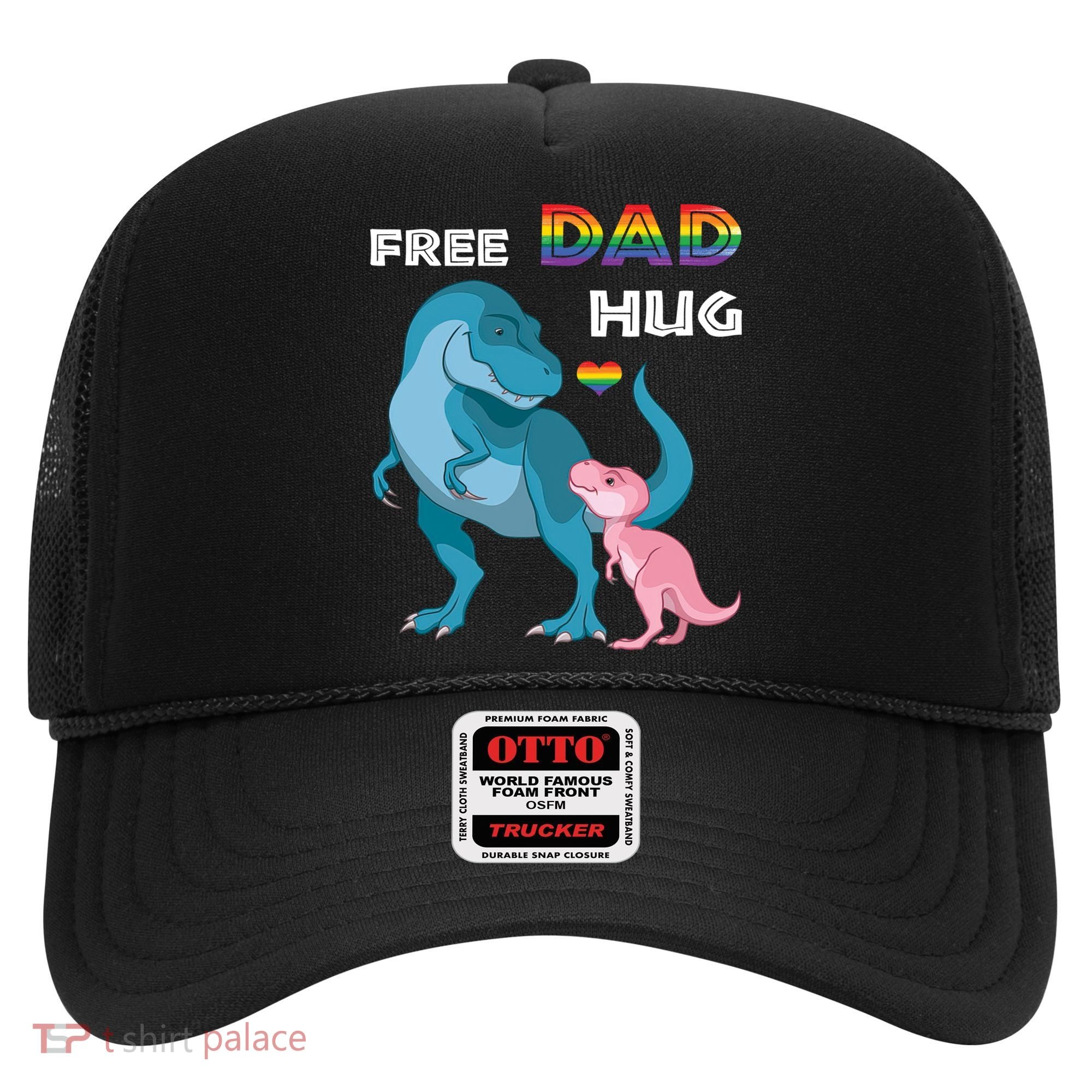 Free Dad Hugs Dinosaur Rainbow Lgbt Pride Month Fathers Day Gift Hat